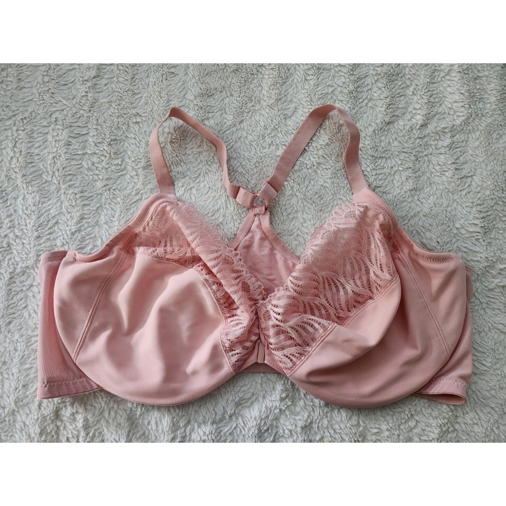 Glamorise 1246 WonderWire Front Closure T-Back Underwire Bra Pink Blush Size...
